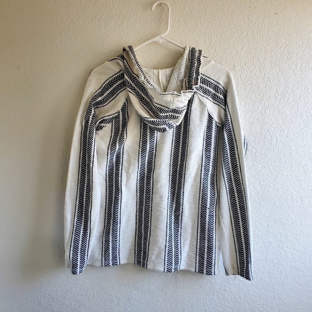 Ocean Drive Stripe Printed Baja Hoodie Beachy Boho Streetwear - Picture 4 of 8